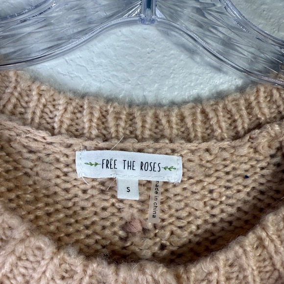 Free the Roses‎ Womens Cardigan Sweater Small Knit Tulle Ribbon Embellished - Picture 2 of 6